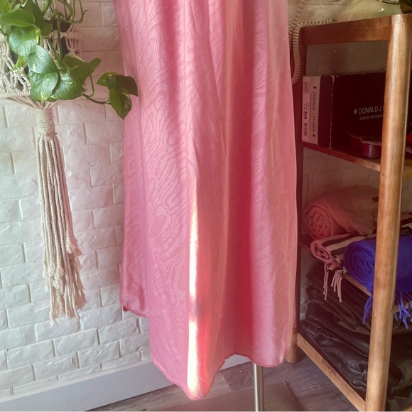 Vintage Designer Fernando Sanchez Pink Ornate Lace Detail Maxi Slip Dress Gown - Picture 8 of 15